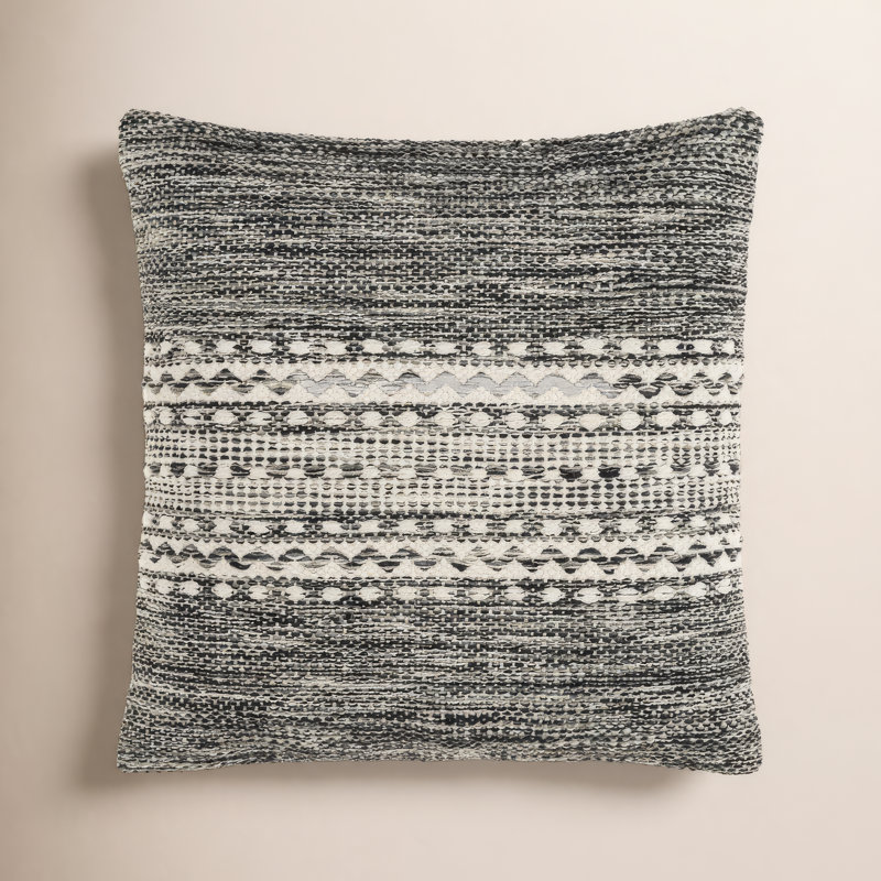Coussin Julian, Noir/gris anthracite, 18 po x 18 po, Housse de coussin seulement - sans coussin