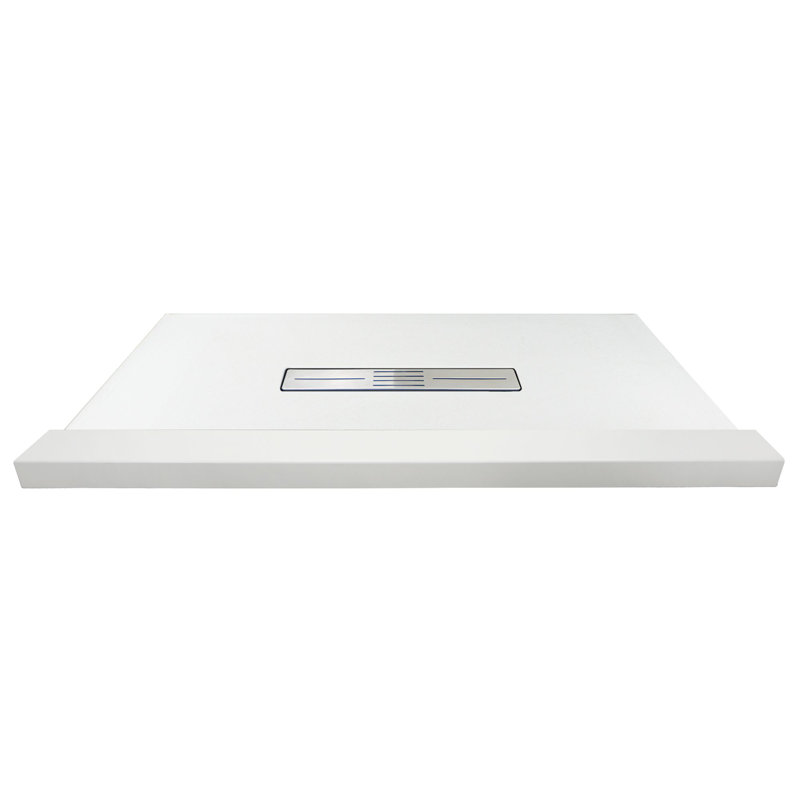 Transolid Trimslate 60-in x 48-in Shower Base with Adjustable Single Threshold and Center Drain, White