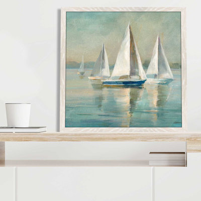 " Sailboats At Sunrise Crop " by Danhui Nai