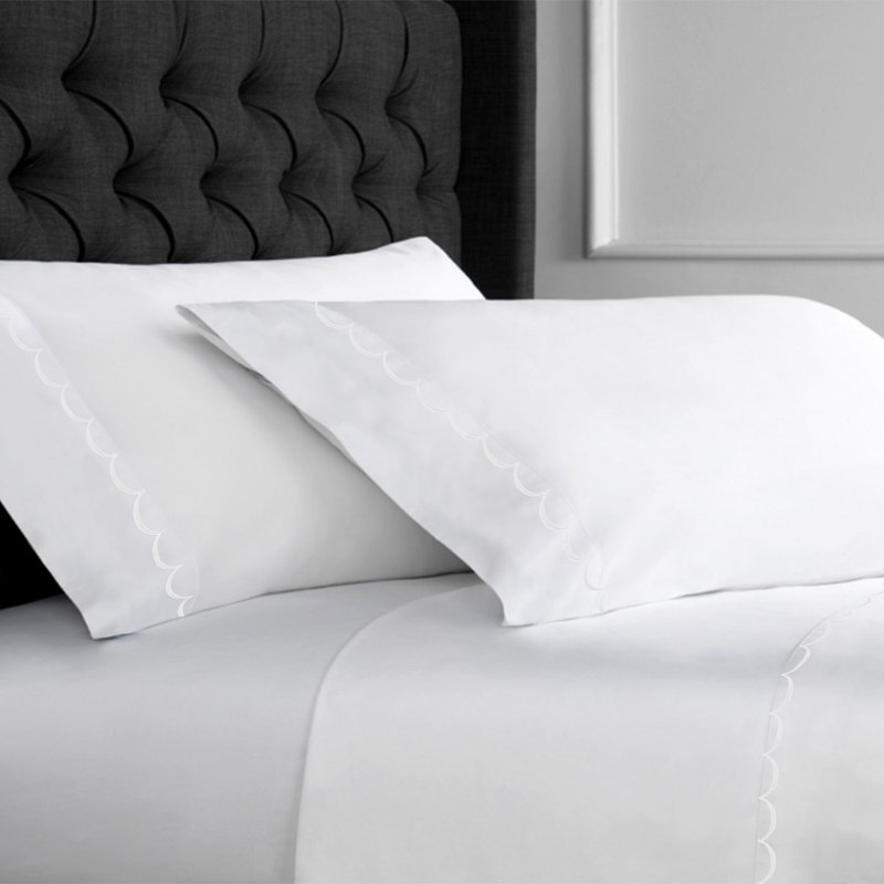 Camillo Sateen Sheet Set, White, Queen Sheet Set + Fitted Sheet + 2 Pillowcases