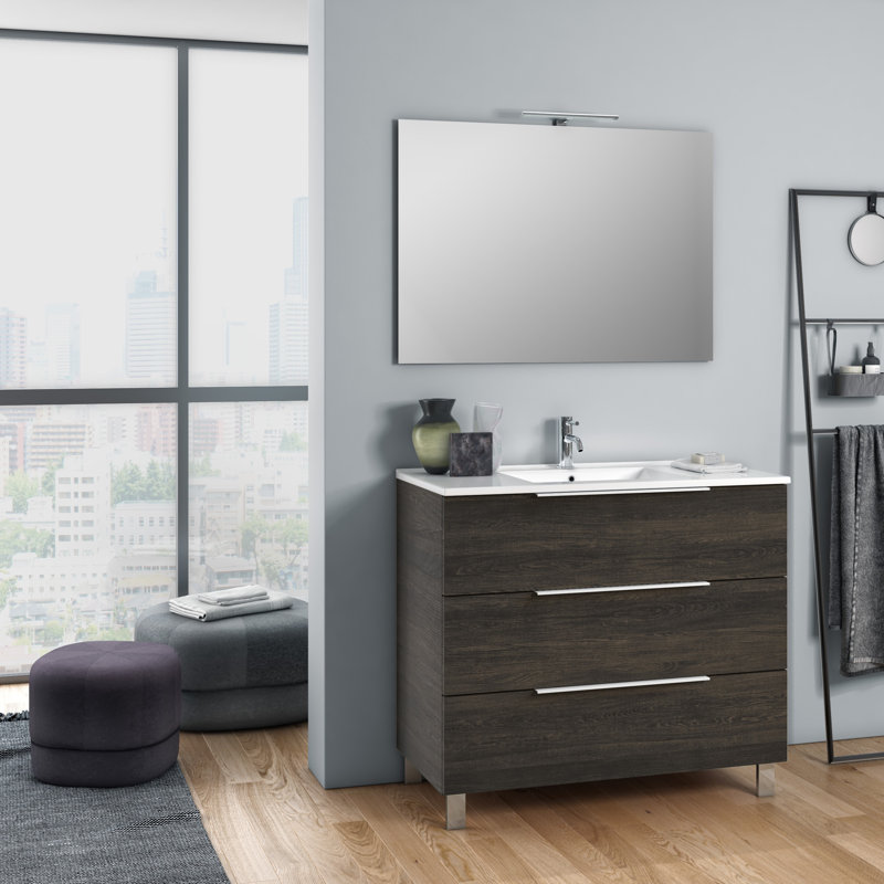 Erica 810mm Single Bathroom Vanity with Integrated Ceramic Basin, Wenge