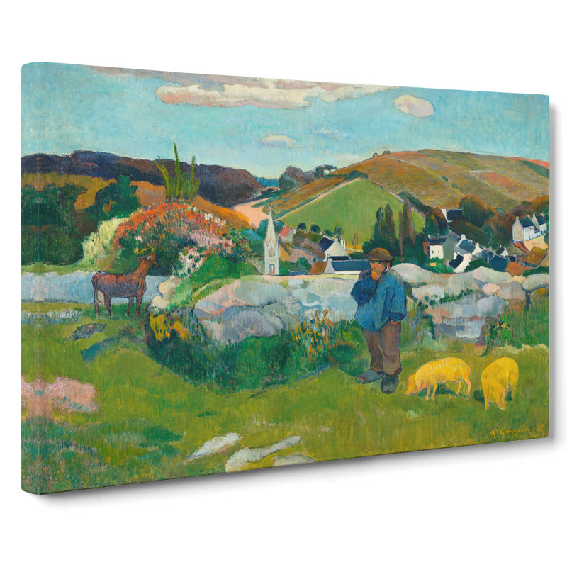 The Swineherd by Paul Gauguin - Wrapped Canvas Painting, 40cm H x 60cm W x 3cm D