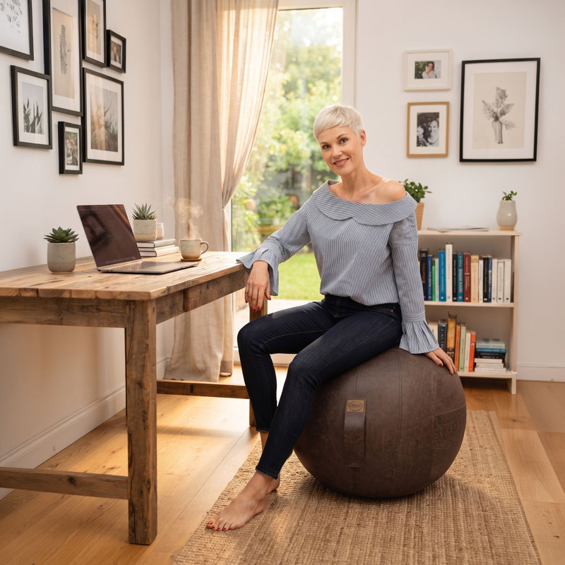 Jonluc Ergonomic Ball Chair, Brown