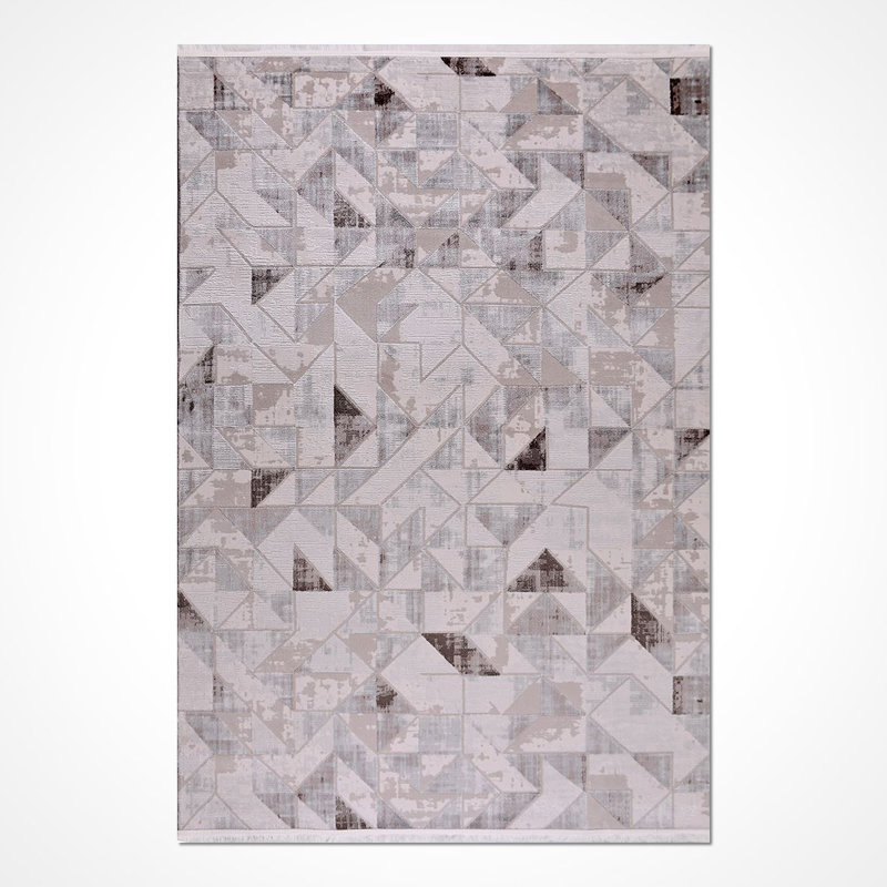 Tapis moderne / abstrait beige lavable à la machine antidérapant, Rectangle de 2 pi 7 po x 5 pi