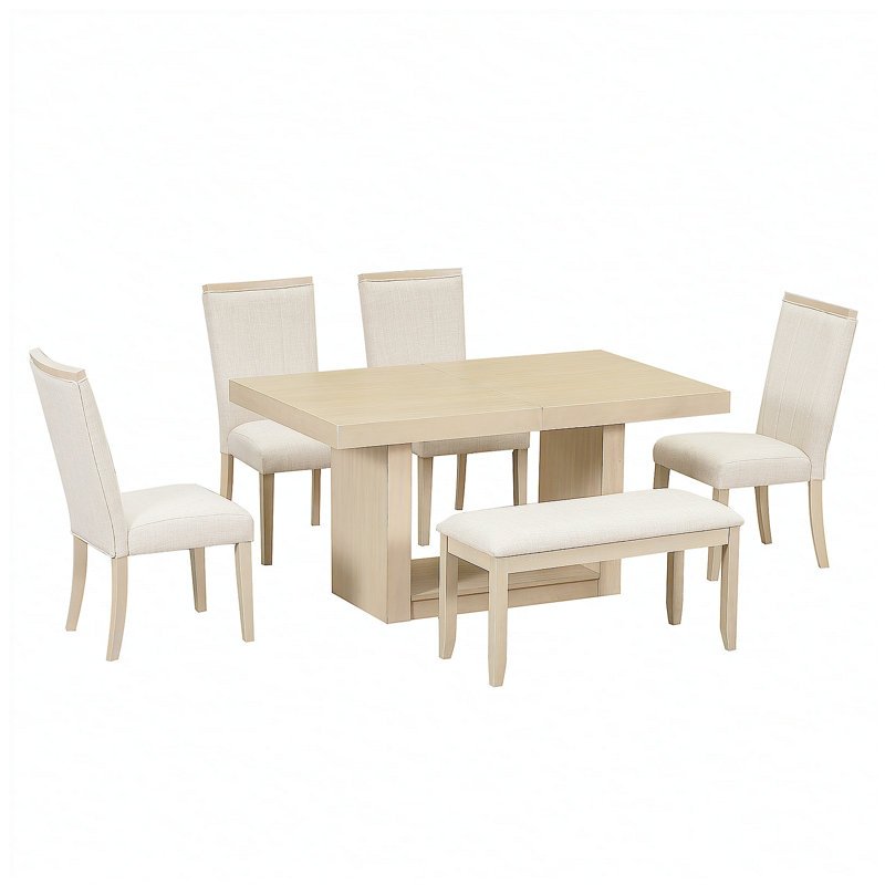 Ensemble de table de salle à manger à rallonge 6 pièces Contemporary
