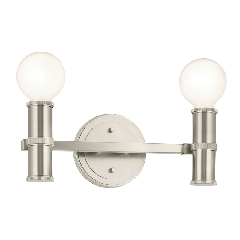 Gefferie 2-Light Brushed Nickel Vanity Bath Light, Brushed Nickel