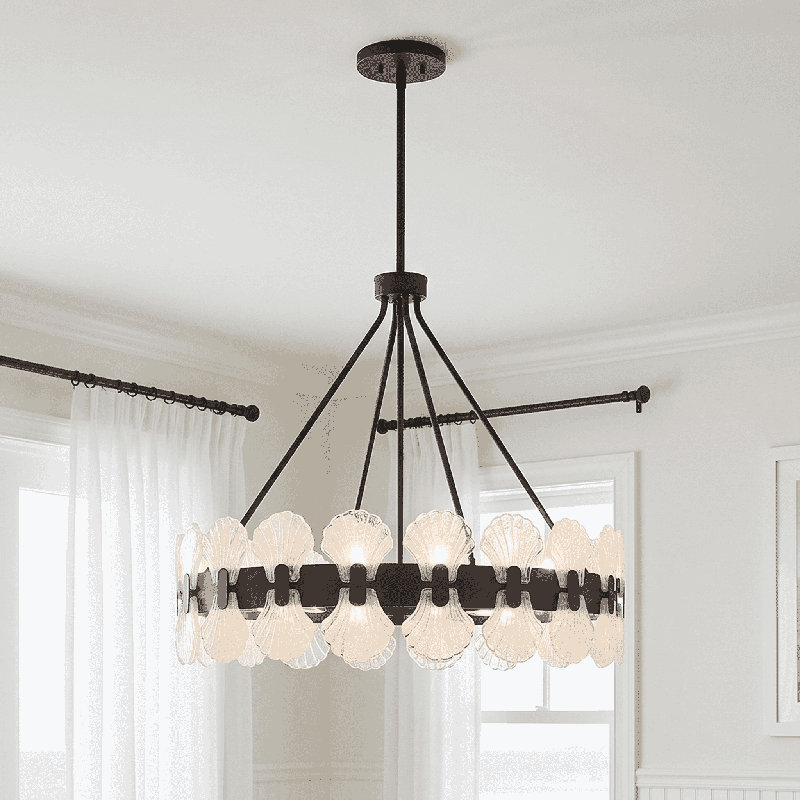 Lustre 6 lumières Bancroft en laiton noble, Laiton