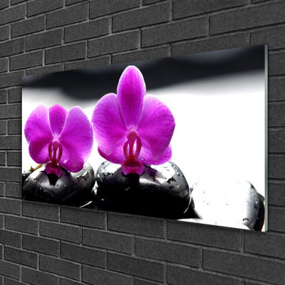 Floral Flower Stones - No Frame Print on Glass