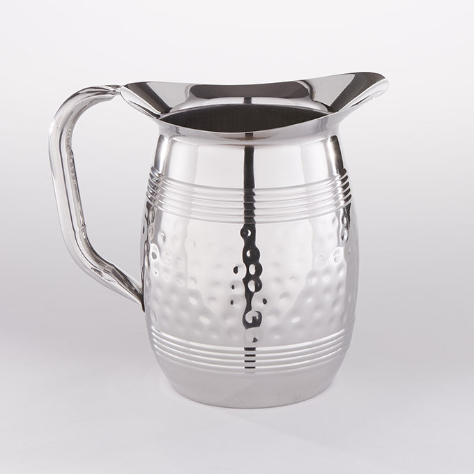 Silver Hammered Stainless Steel Bell Pitcher, 64 oz