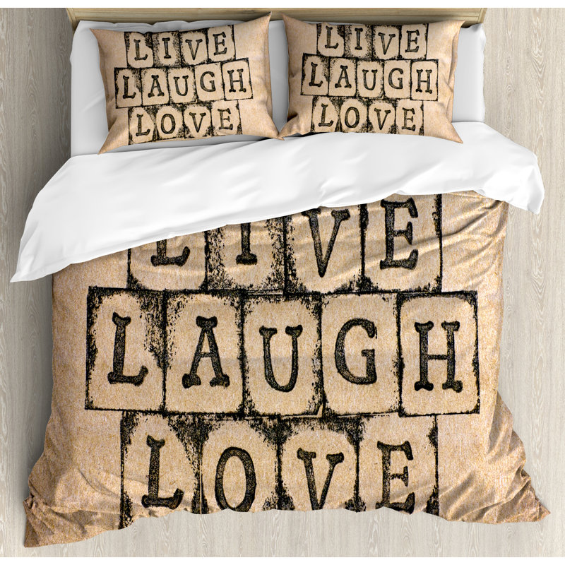 Live Laugh Love Modern & Contemporary Polyester Duvet Cover, Queen