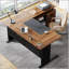Bureau de direction en L de 63 pouces avec classeur, grand bureau moderne avec tiroirs, tablettes et rangement pour la maison et le bureau