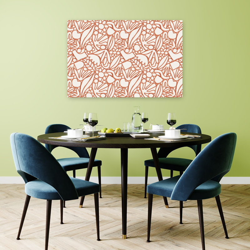 "Floral Harmony", impression d'art moderne abstrait minimaliste, 32" H x 48" W