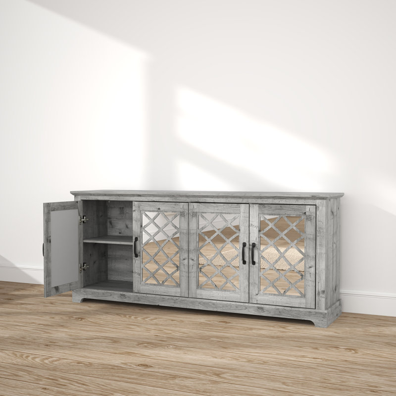 Meuble télé 4 portes Ariba, Gris mexicain, Diamora, H 29,3 po x L 68,2 po x l 17,2 po