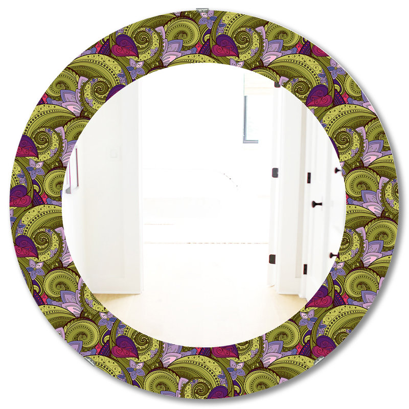 Miroir mural floral, H 31,5 po x l po