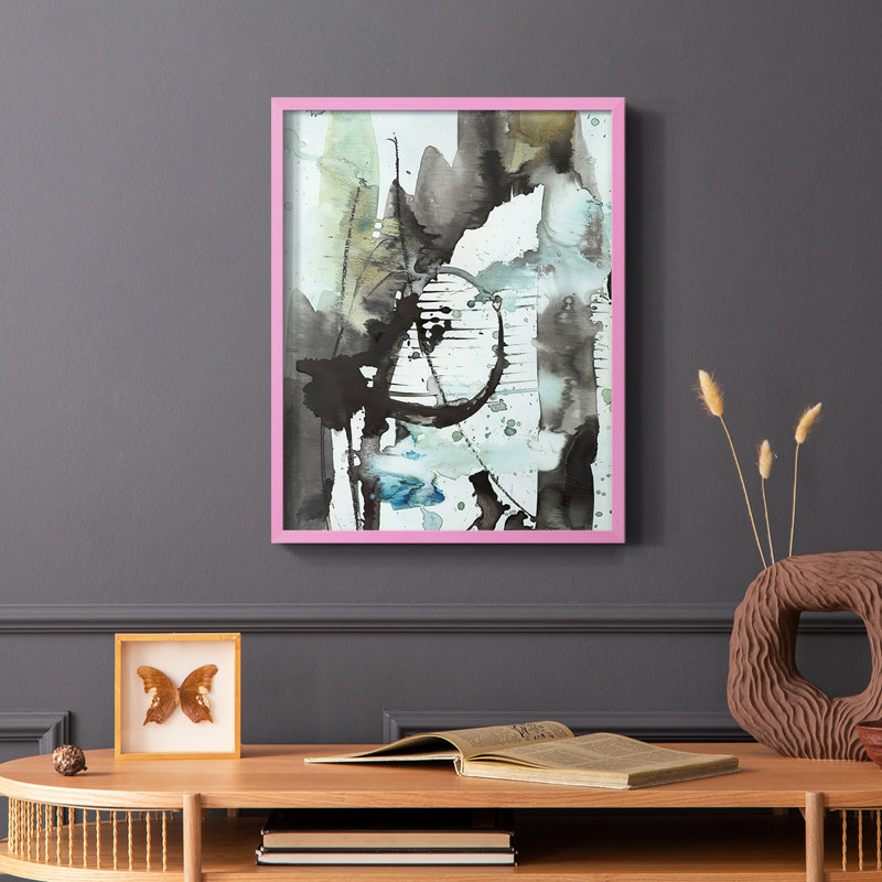 «Lyrical Abstract II», reproduction encadrée - bois massif, Rose, H 10 po x l 8 po