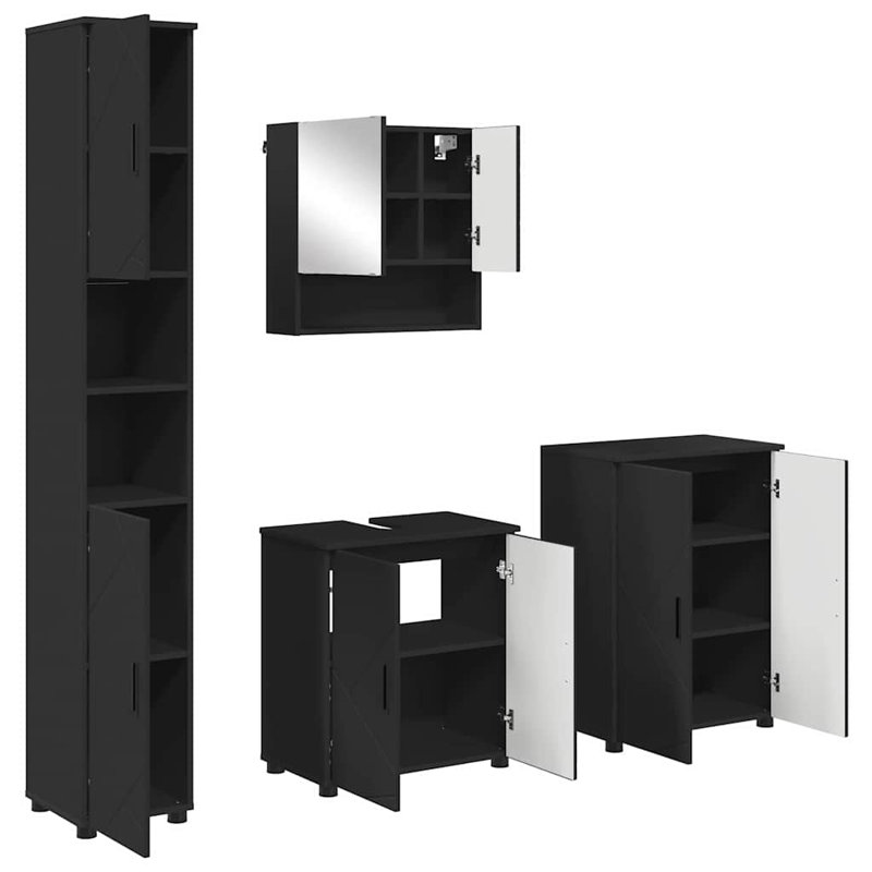 Bathroom Storage Furniture Set, Black
