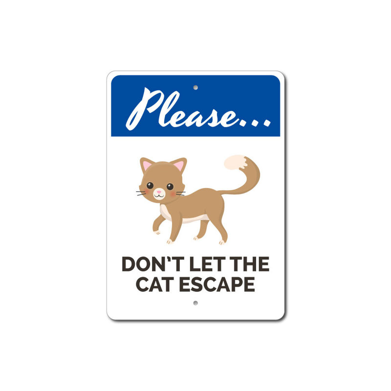 Panneau d'avertissement de chat en aluminium, H 14 po x l 10 po x P 0,04 po