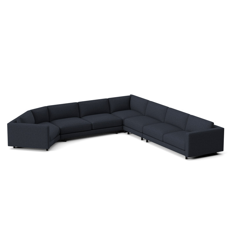 Avanni Patio Sectional with Sunbrella Cushions, Matte Black, White Slub 6049-000