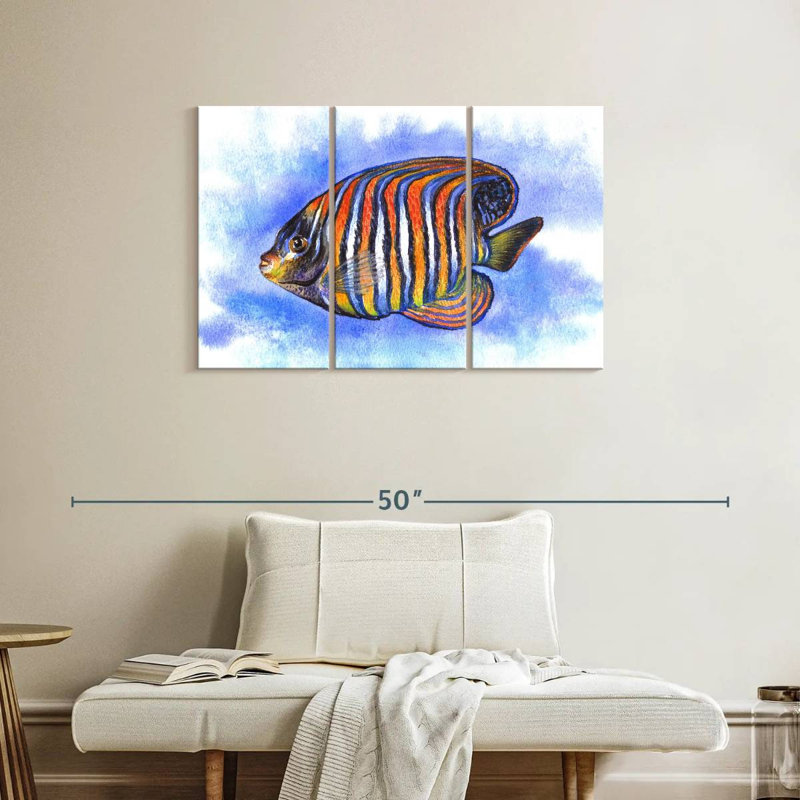 Aquarelle, poisson-ange royal, H 24 po x l 38 po