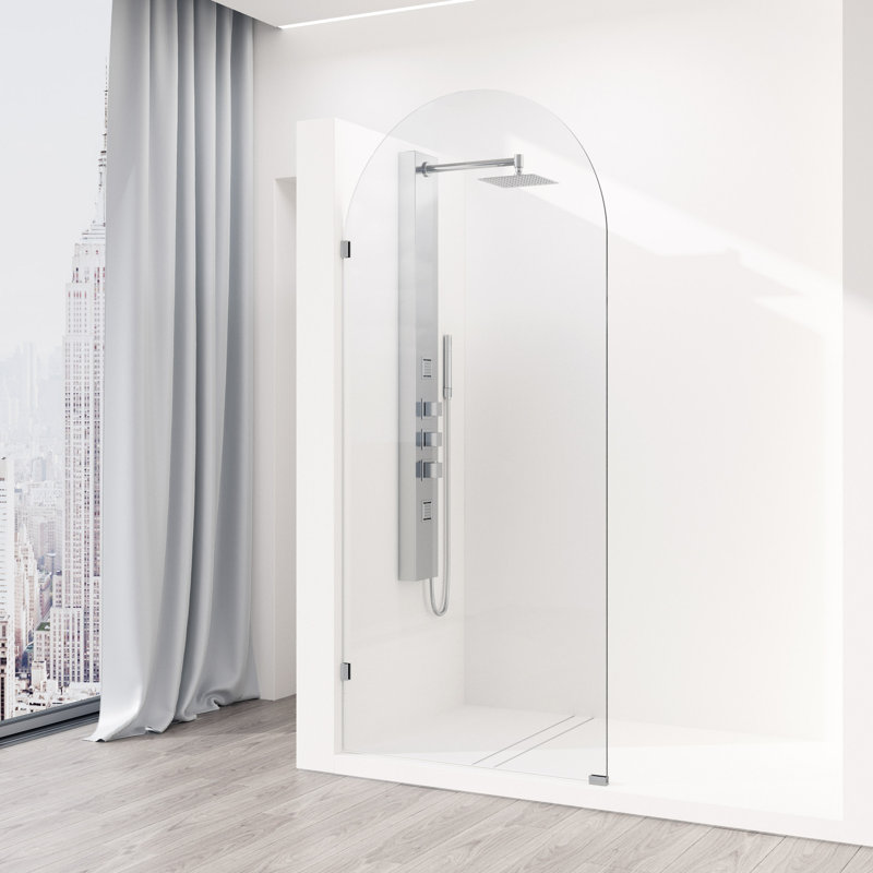 Arden 34" W x 78" H Frameless Fixed Shower Screen with 3/8" Glass, Chrome Clear