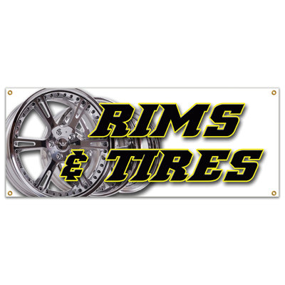 RIMS  TIRES BANNER SIGN Wheels Tires Car Rims Truck Suv Automotive Auto Repair