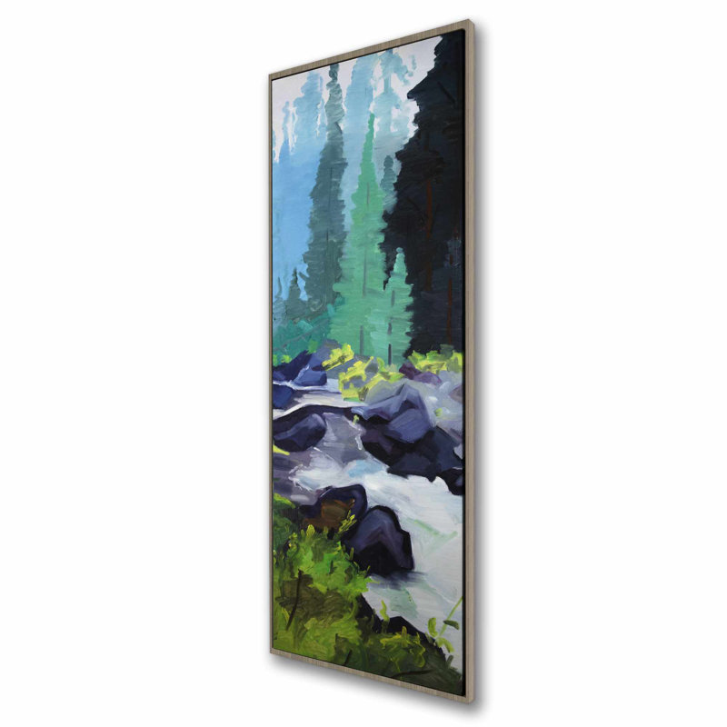 Beautiful Waterfall - Framed Canvas | Trees Landscapes, 61.25" H x 21.25" W