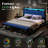 Tryston King Size Bed Frame With Footstool,upholstered Headboard,led Lights,Navy-1601692875-1601692876