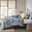 Ensemble de literie réversible en bourre de coton, bleu moderne, maison moderne