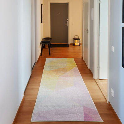 Wrought Studio™ Abstract Decorative Rug, Pale Modern Rainbow Ombre Colored Image Squares And Sharp Lines Geometric, Quality Carpet For Bedroom Dorm An -  22266CAF3B8C4C49B5E49C6C68F03F32