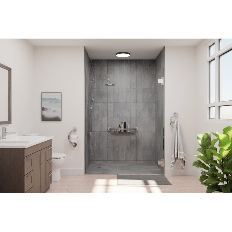  Tablette de shampooing 24 "+ barre d'appui en noir mat, 4.5'' H X 16'' L, Chrome poli