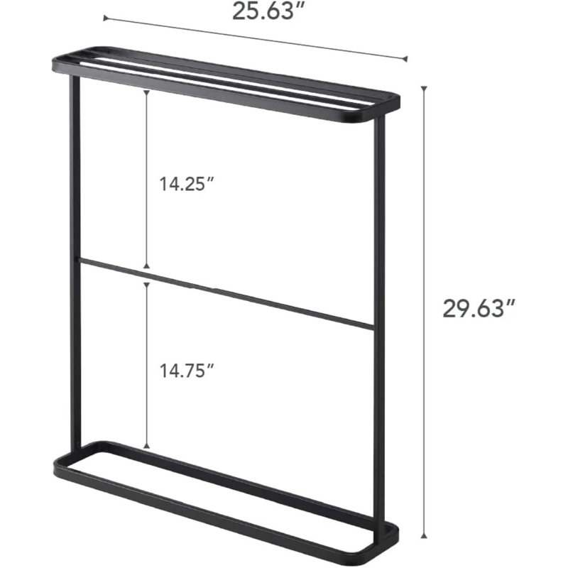 Black Steel Slim Portable Bath Towel Hanger