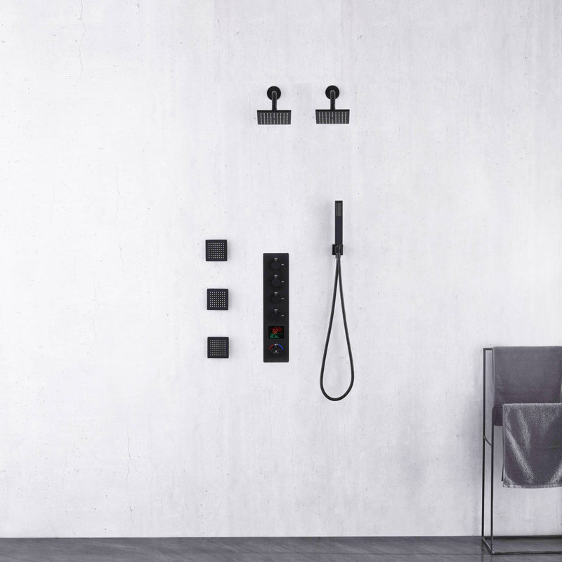 Thermostatic All-In-One Kit with Rough in-Valve, Matte Black