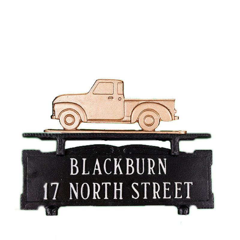 2-Line Mailbox Sign, Yes, Gold Bronze