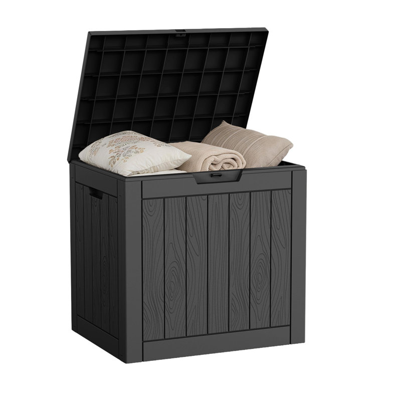  Boîte de rangement verrouillable 30 gallons en résine noire résistante à l'eau, Noir, noir, noir, noir