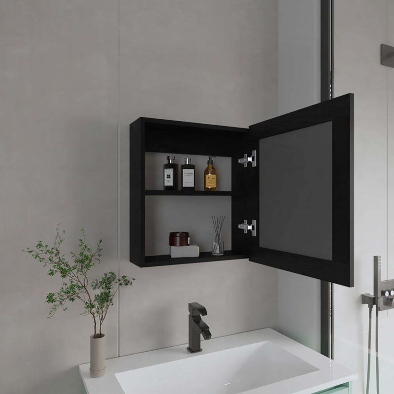 Pharmacie avec porte et miroir inclus, Noir