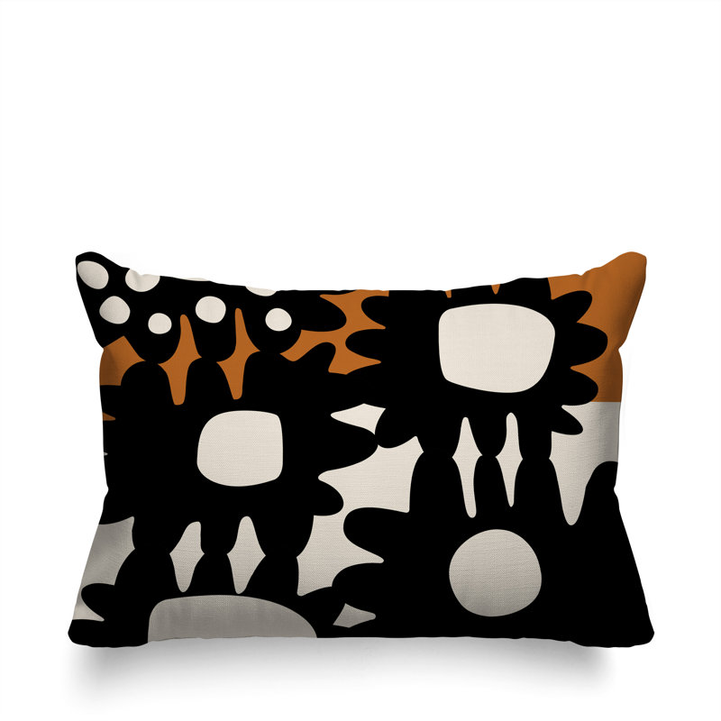 Coussin rectangulaire intérieur / extérieur Dunn, Orange brûlé / noir / blanc cassé, H 18 po x l 25 po