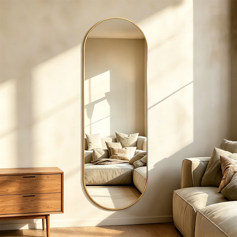 Elliptical Full-Length Mirror – Wall-Mounted Mirror With Metal Frame, Ultra-Clear & Explosion-Proof Vanity Mirror, Simple & Classic Decorative Style – Ideal For Cloakroom, Bedroom, Or Living Room