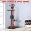 Rameur 2 en 1 et câblodistributeur, abattant LAT avec poids et siège réglables, station de poulie haute et basse, rameur compact et barre multifonctionnelle pour gymnastique à domicile, noir et rouge