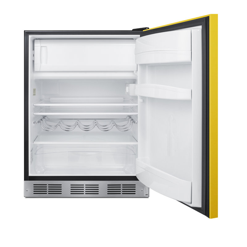 Summit Appliance 5 pi. Cu. Réfrigérateur autoportant avec congélateur, Jaune / Noir