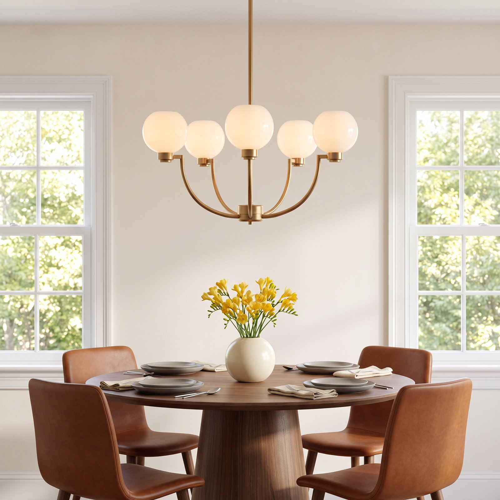 Andrea 5-Light Chandelier, Satin Brass