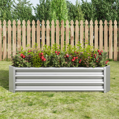 2PCS 6×3×1ft Metal Raised Rectangle Garden Planter Beds