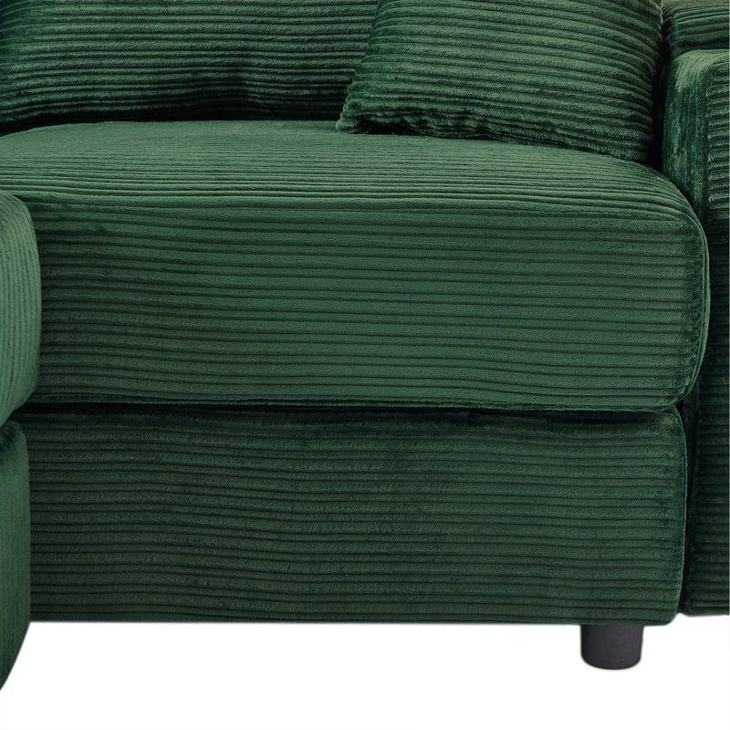 Canapé simple de 41,7 po de style moderne avec espace de rangement, repose-pieds mobile, deux ports USB, deux porte-gobelets, un porte-téléphone pour le salon, vert