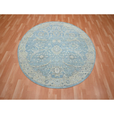 Tapis oriental rond 6 pi x 6 pi bleu antique Zeigler Mahal