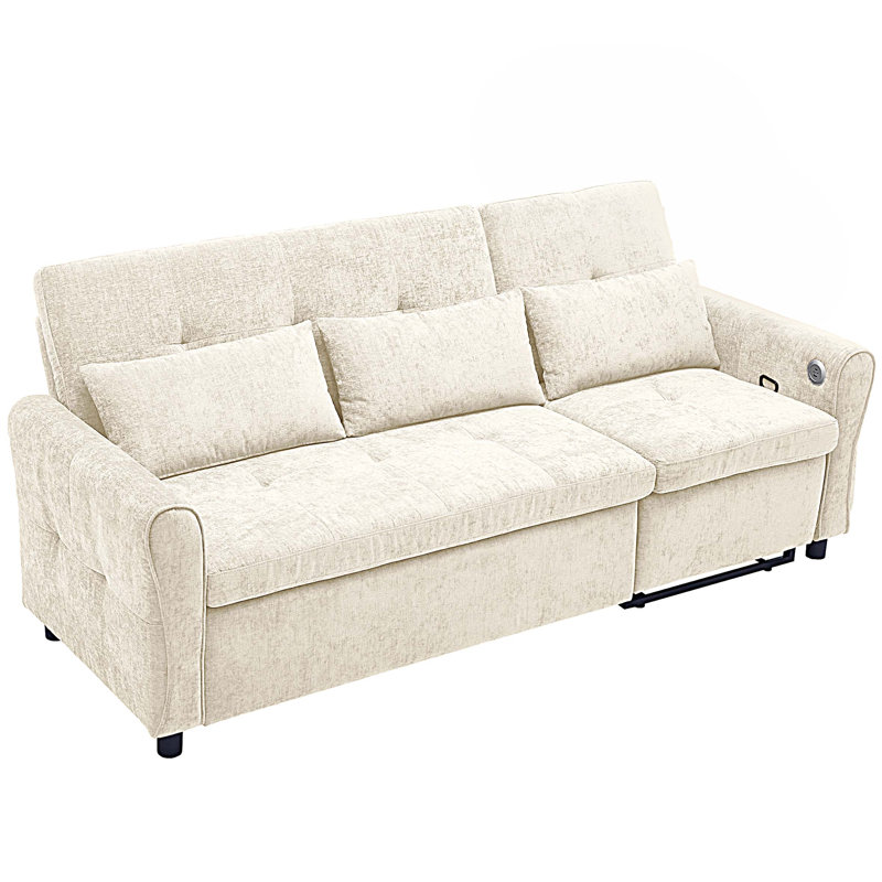 Canapé 2-en-1 3 places avec canapé-lit et canapé inclinable réversible, Beige