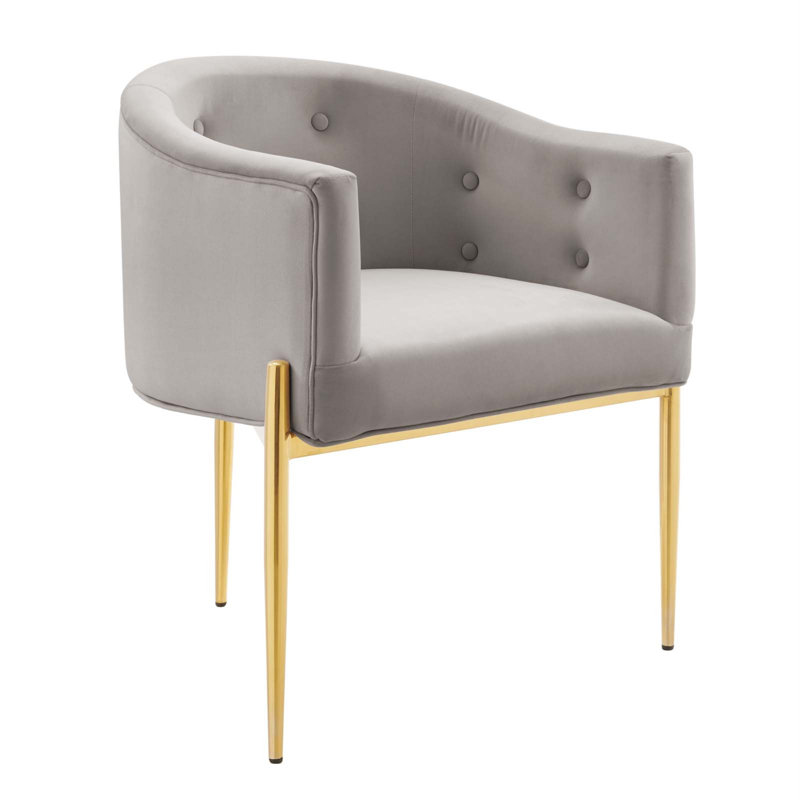 Fauteuil d'appoint performance en velours capitonné Savour, Velours gris pâle
