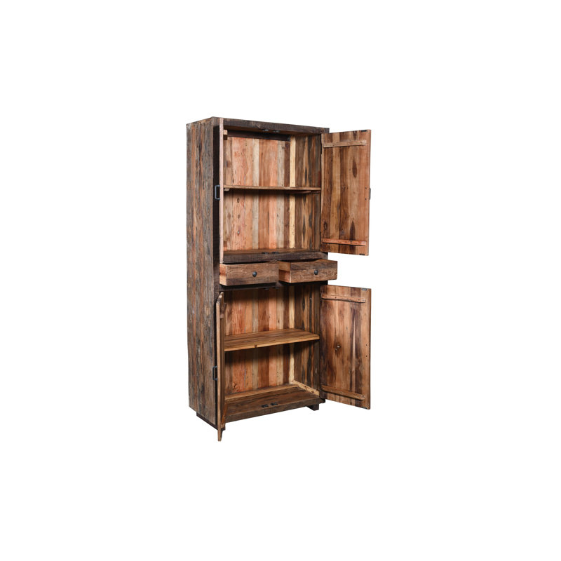 Almirah en bois avec 4 portes et 2 tiroirs, H 87 po x L 39 po x l 18 po