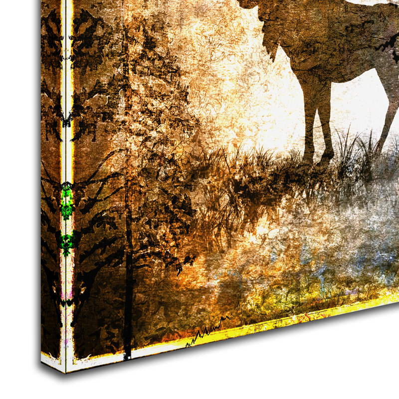 High Country Moose Brown Silhouette Canvas Art with Floater Frame