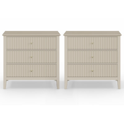 Grande commode 3 tiroirs Amberrae, ensemble de 2