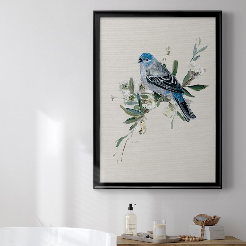 «Bluebird Happy II», toile encadrée de qualité supérieure - prête à être accrochée, Noir, H 36,5 po x l 26,5 po