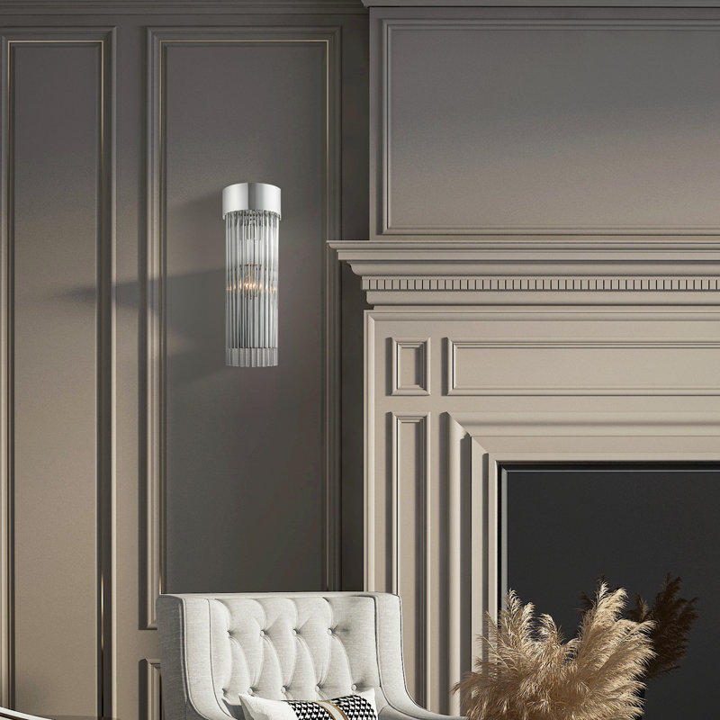 Bamey Steel Flush Mounted Sconce, Polished Chrome